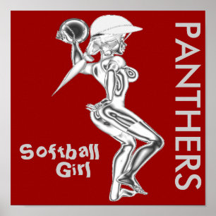 Póster Poster del chica del softball de las panteras