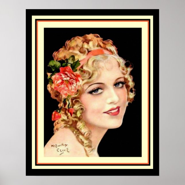 Póster Poster del Chica Henry Clive Flapper de época 16 x (Frente)