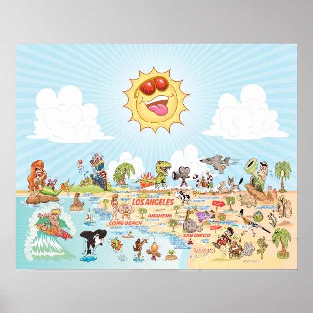 Póster Poster del cielo azul del sur de California (Frente)