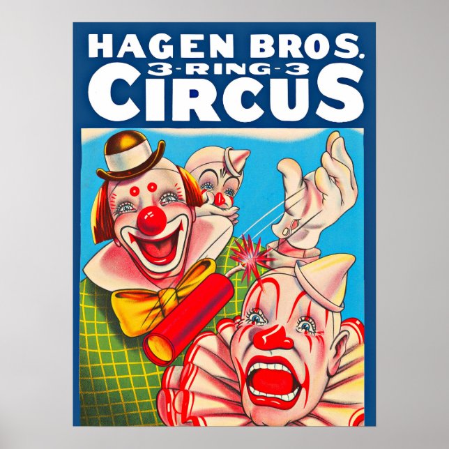Póster poster del circo de Hagen Brothers de los años 195 (Frente)