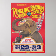 Poster del circo - Ringling Bros Anuncit Denver, C