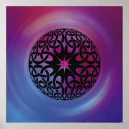 Póster Poster del círculo de nudos celta negro