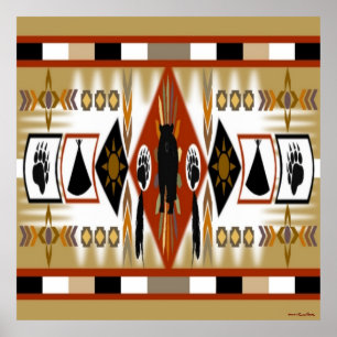 Póster Poster del Clan de Oso Nativo Estadounidense