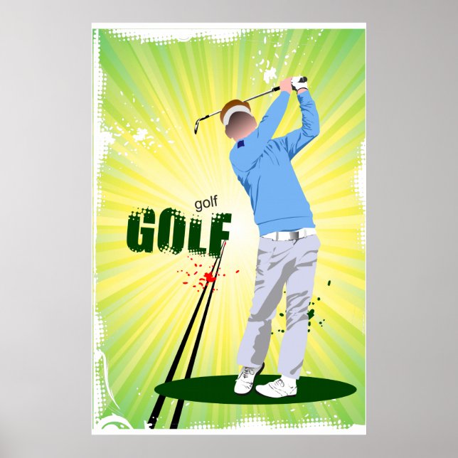 Póster Poster del Club de Golf Golfer Swinging (Frente)