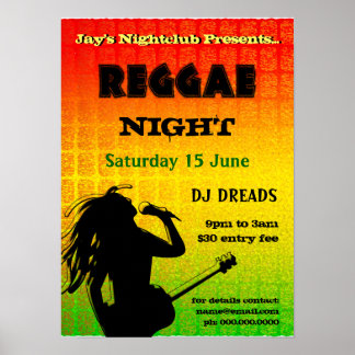 Póster Poster del club nocturno Reggae Fiesta