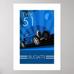 Póster Poster del coche de Buggatti del estilo del art