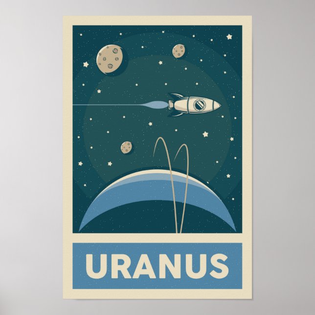 Póster Poster del cohete galaxy Uranus Retro (Frente)