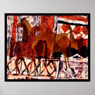 Póster Poster del collage de cuatro caballos