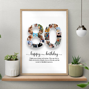 Póster Poster del Collage de cumpleaños número 80 persona