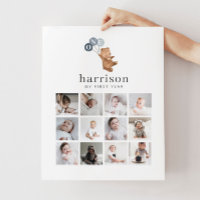 Poster del collage de fotos - Oso 3 Globos azules