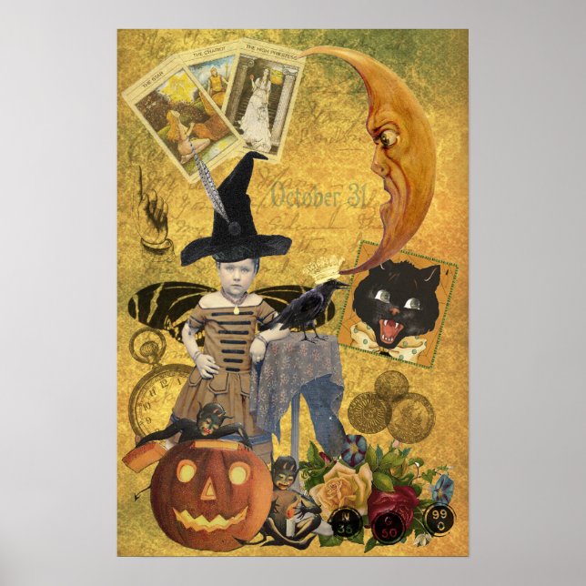 Póster Poster del Collage de Halloween Vintage (Frente)