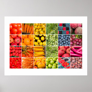 Póster Poster del collage de las frutas y verduras