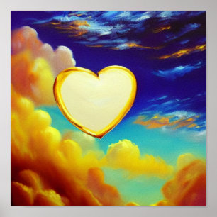 Póster Poster del corazón blanco dorado