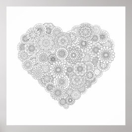 Póster Poster del corazón de las flores de color para adu