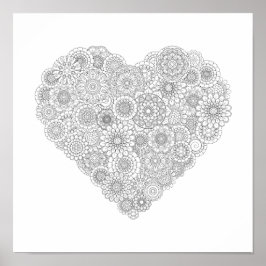 Póster Poster del corazón de las flores de color para adu