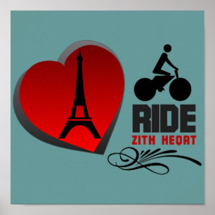 Póster Poster del corazón de París del Tour de France