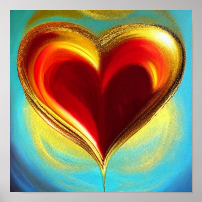 Póster Poster del corazón rojo y dorado (Frente)