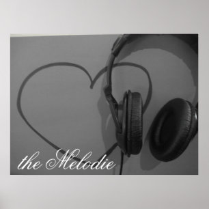 Póster Poster del corazón y de los auriculares