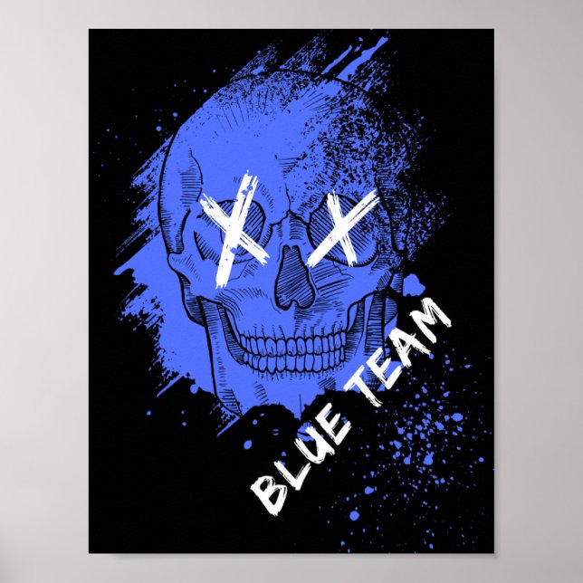 Póster Poster del cráneo del equipo azul (Frente)