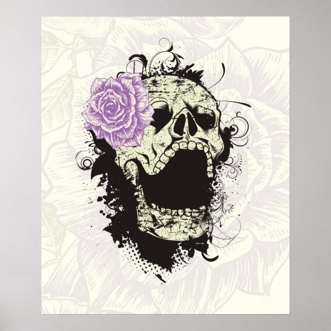 Póster poster del cráneo gótico de Guay y del personaliza (Frente)