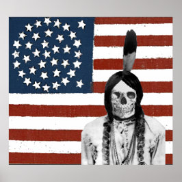 Póster poster del cráneo indio de la bandera de los estad