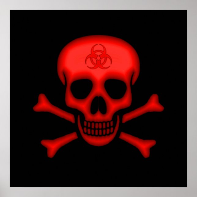 Póster Poster del cráneo Red Biohazard (Frente)