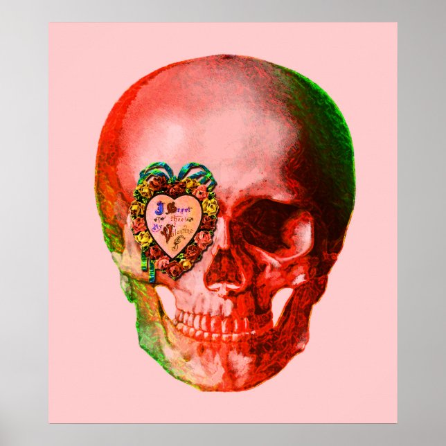 Póster Poster del cráneo rojo de San Valentín (Frente)