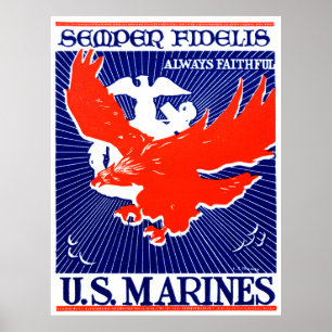 Póster Poster del Cuerpo del Marines de WWII