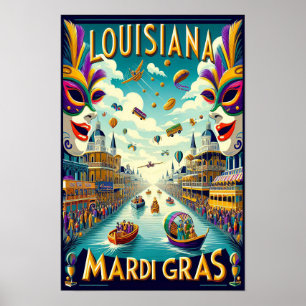 Póster Poster del desfile de Louisiana Mardi Gras