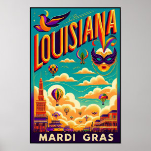 Póster Poster del desfile de Louisiana Mardi Gras