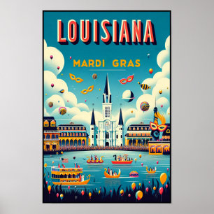 Póster Poster del desfile de Louisiana Mardi Gras