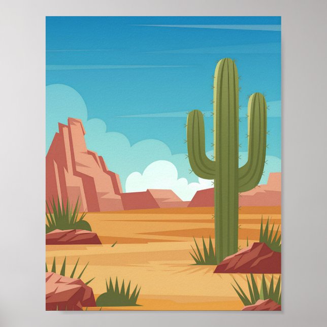 Póster Poster del Desierto del Suroeste - Cactus de vecto (Frente)