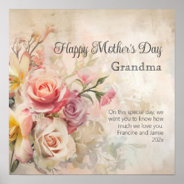 Póster Poster del Día de la Madre de una abuela floral vi