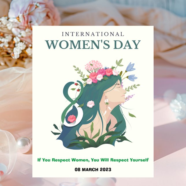 Póster Poster del Día de la Mujer Estética Verde (Subido por el creador)