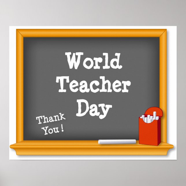 Póster Poster del Día Mundial del Profesor, ¡Gracias! (Frente)