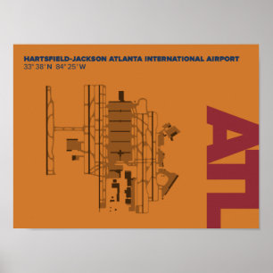 Póster Poster del diagrama del aeropuerto de Atlanta