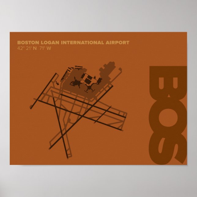 Póster Poster del Diagrama del Aeropuerto de Boston (BOS) (Frente)