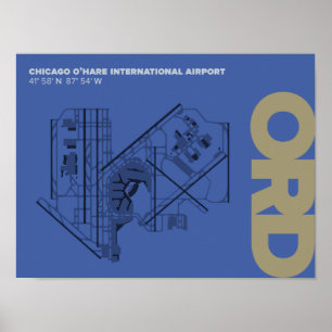 Póster Poster del diagrama del aeropuerto de Chicago