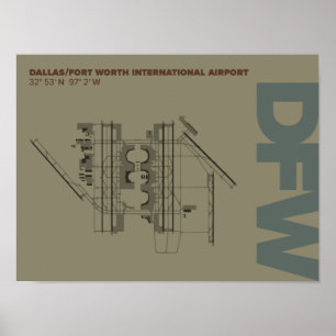 Póster Poster del diagrama del aeropuerto de Dallas/de
