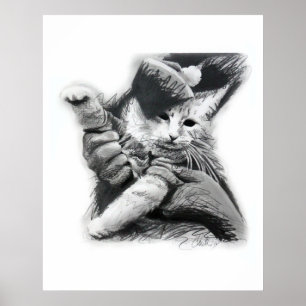 Póster Poster del dibujo de lápiz del gato del teclado