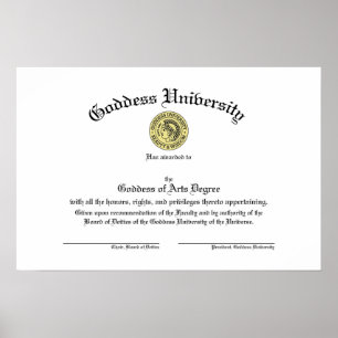 Póster Poster del diploma de la universidad de la diosa