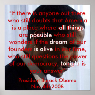 Póster Poster del discurso de Obama del sueño americano 