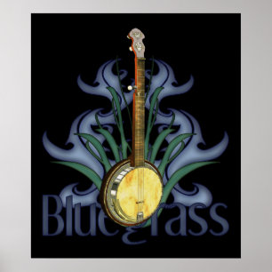 Póster Poster del diseño del banjo del Bluegrass