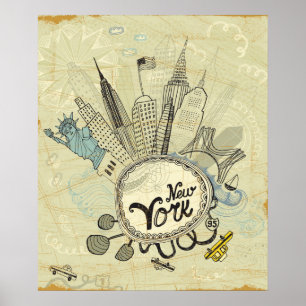 Póster Poster del Doodle de Nueva York