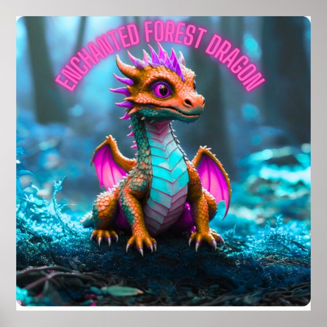 Póster Poster del dragón forestal encantado (Frente)