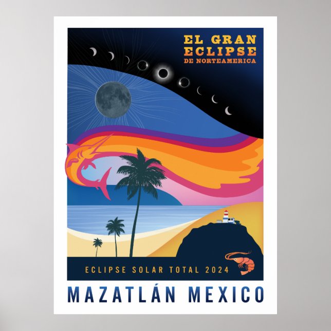 Póster Poster del eclipse solar de Mazatlan (Frente)