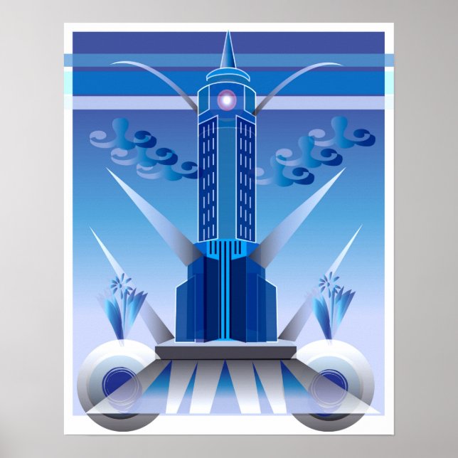 Póster Poster del edificio del Art Deco clásico de la ciu (Frente)
