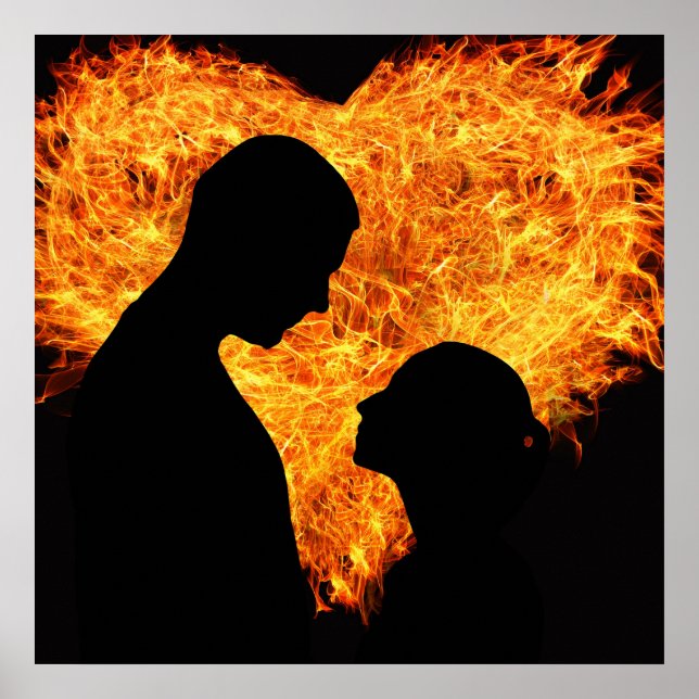 Póster Poster del El día de San Valentín cardíaco inflama (Frente)