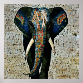 Póster Poster del elefante mosaico simulado