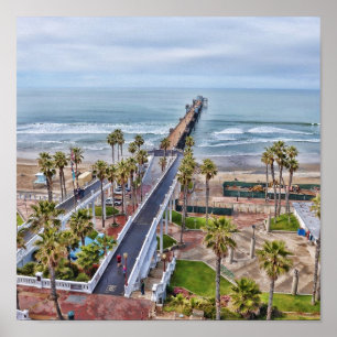 Póster Poster del embarcadero de la costa